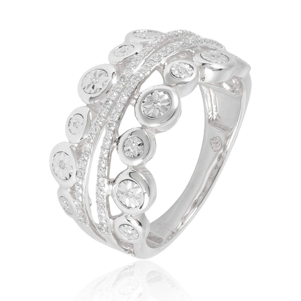 Bubble and Diamond Row Ring