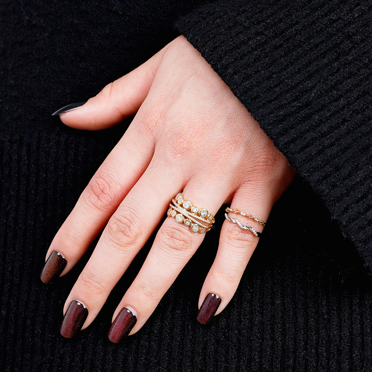 Bubble and Diamond Row Ring