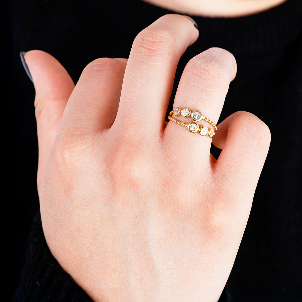 Bead and Bubble Duo Ring