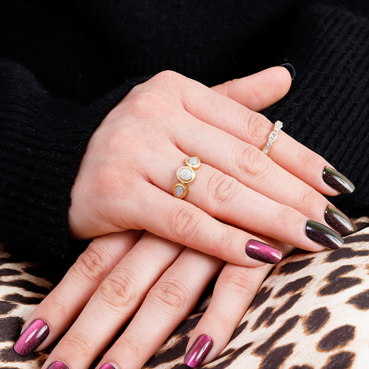 Gilded Triple Pave Ring