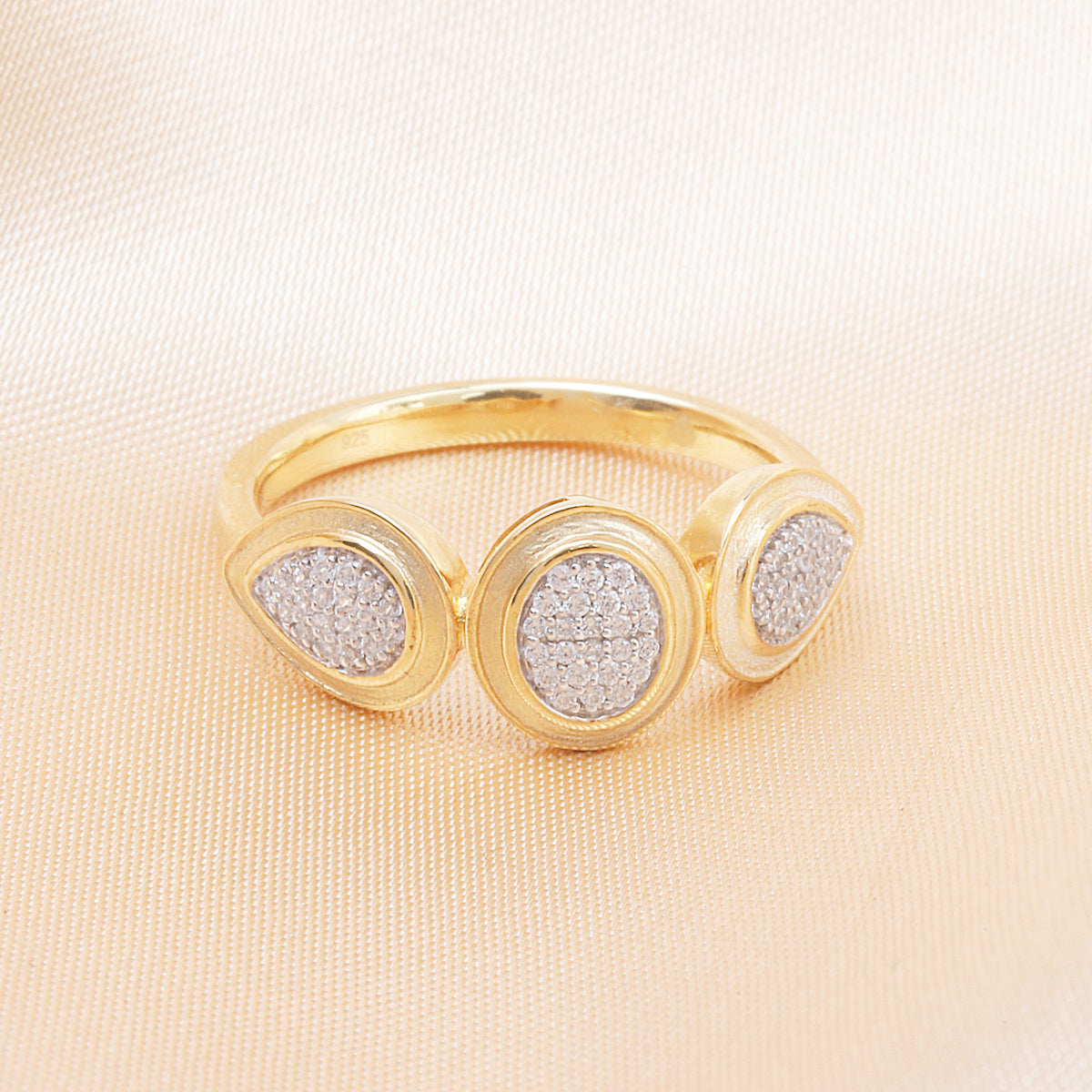Gilded Triple Pave Ring