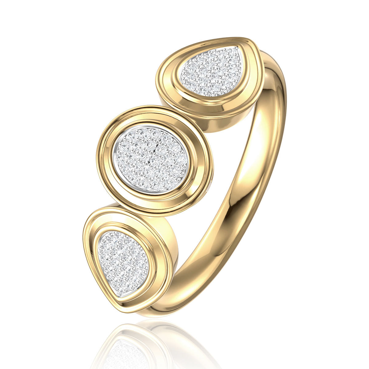 Gilded Triple Pave Ring