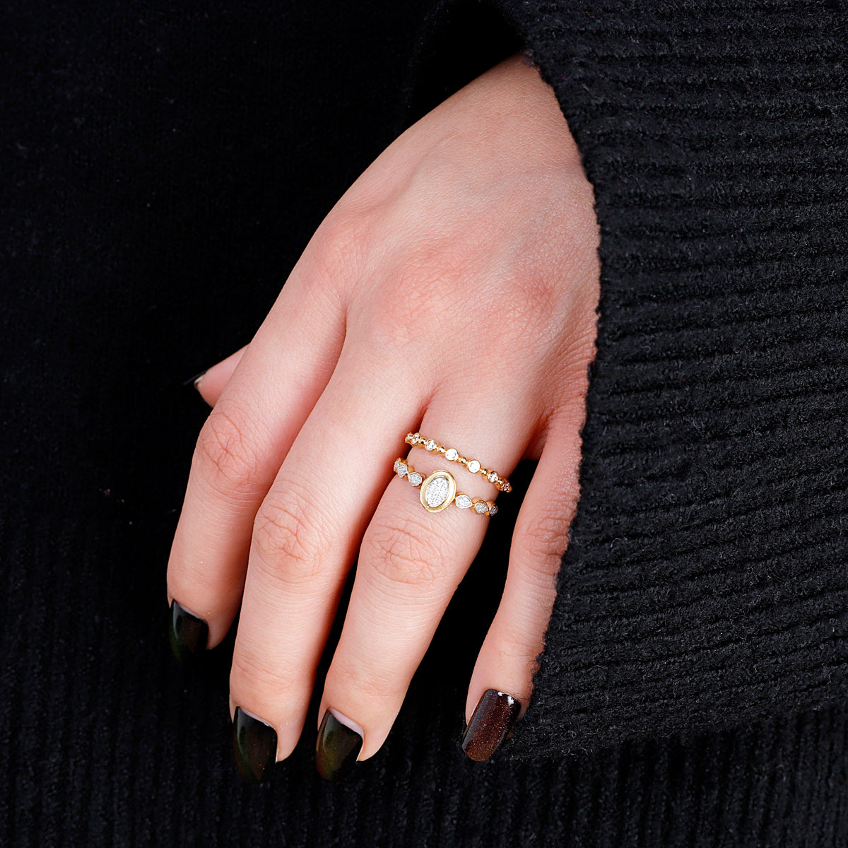 Delicate Gilded Pave Ring