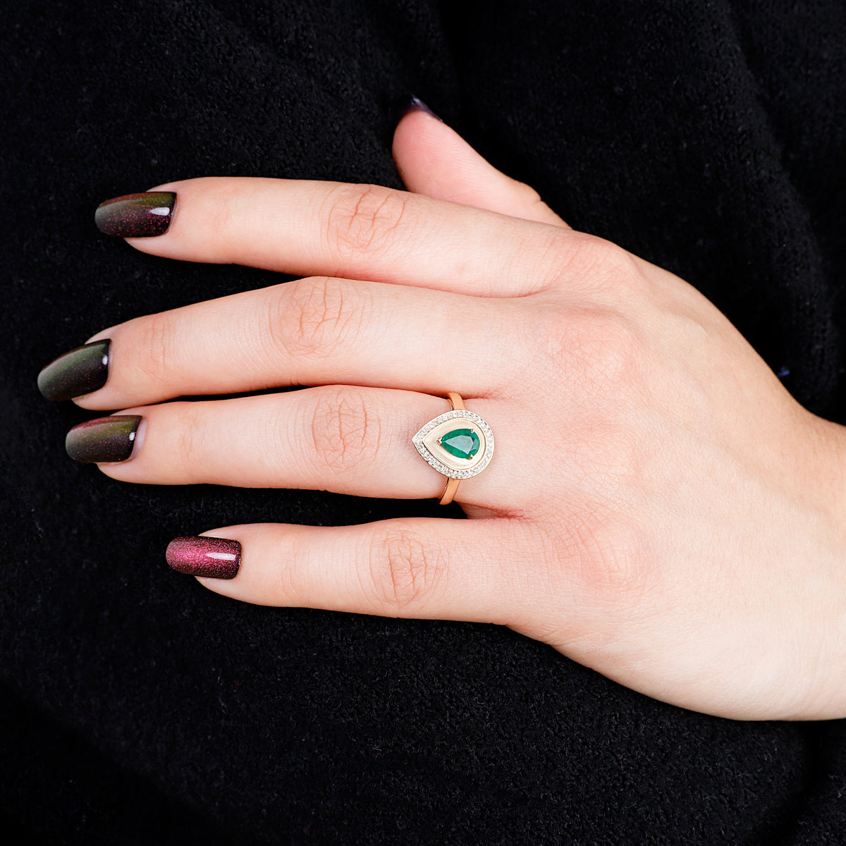 Gilded Precious Teardrop Ring