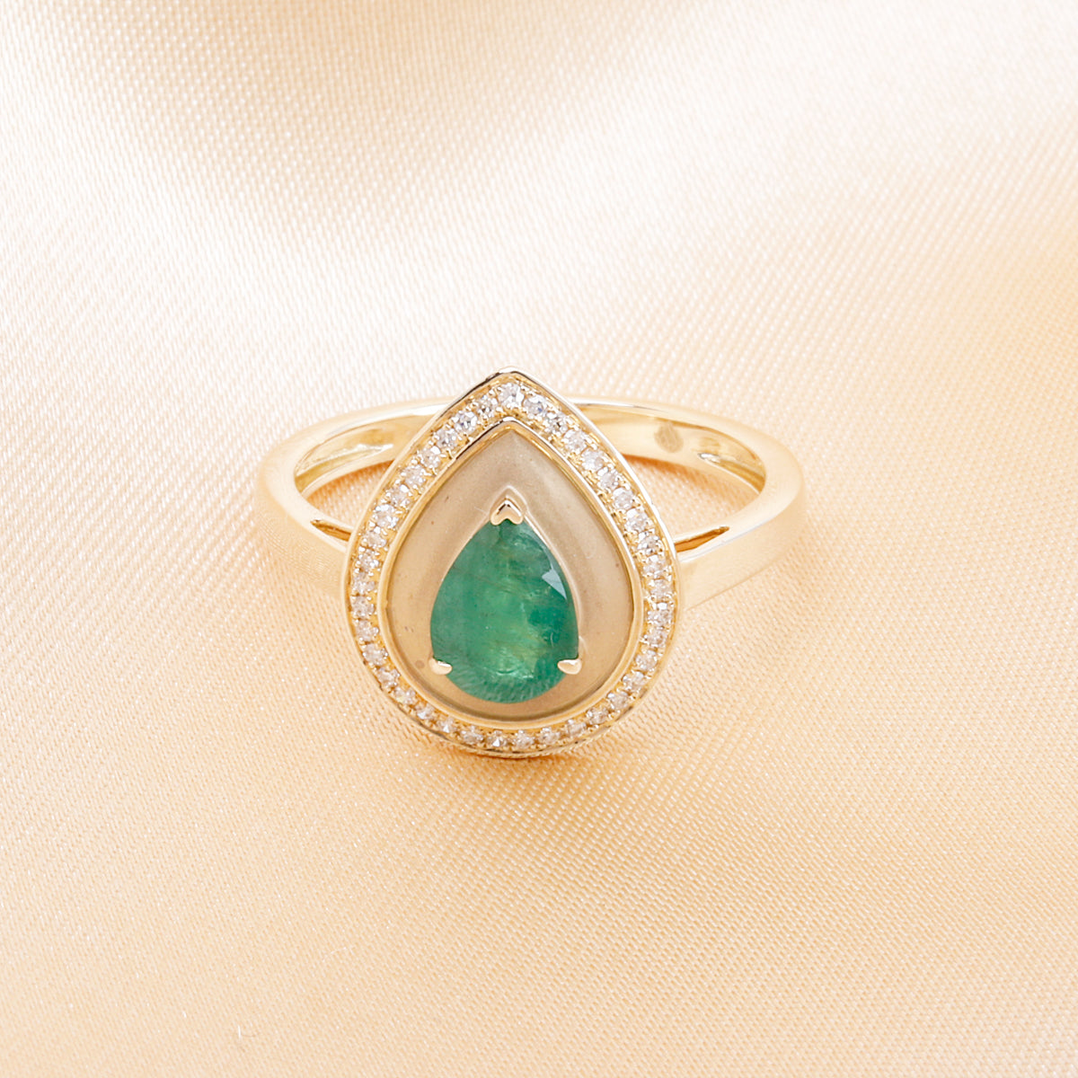 Gilded Precious Teardrop Ring