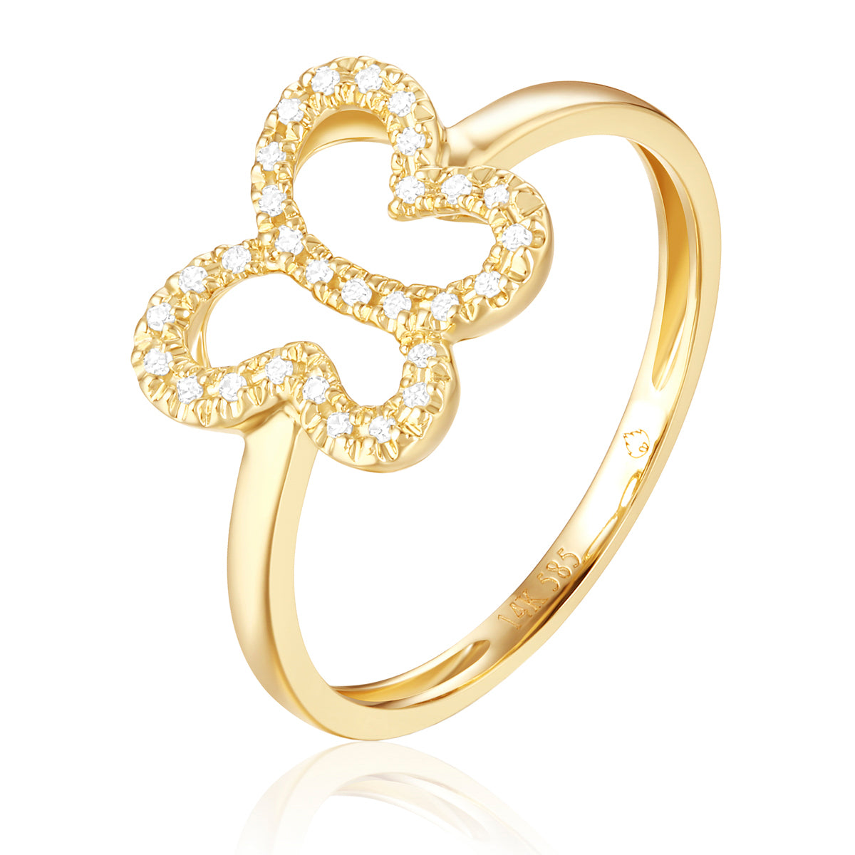 Butterfly Diamond Ring crafted with a graceful butterfly clouded by shimmering diamonds.