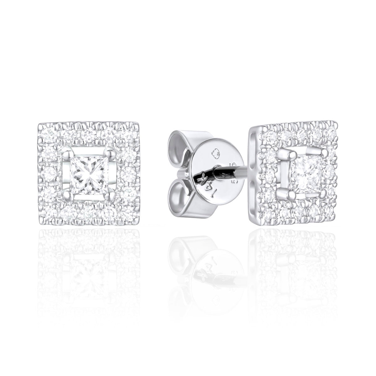 Square Open Halo Studs