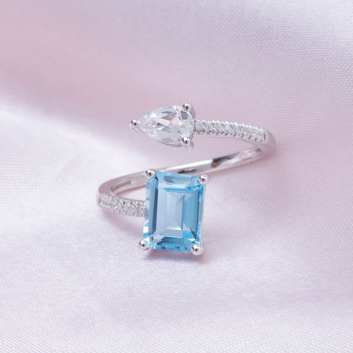 Emerald Cut & Pear Shape Mariposa Ring
