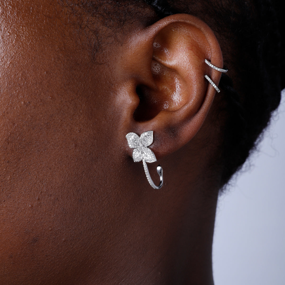 Floral Drop Diamond Earrings