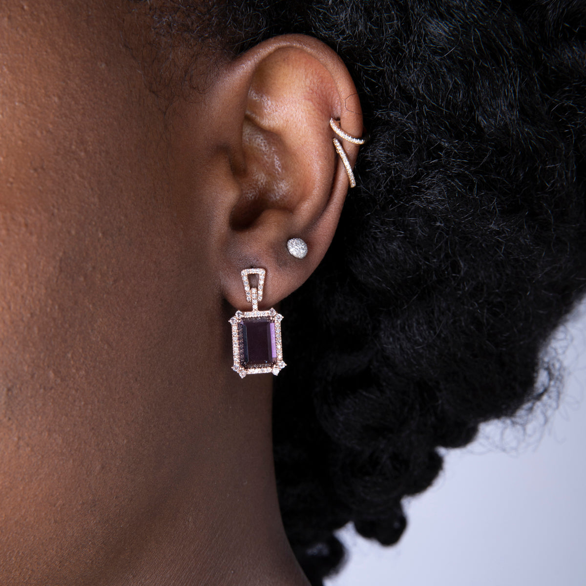 Halo Emerald - Cut Drop Earrings