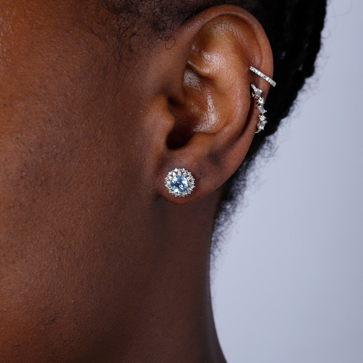 Double Halo Flower Studs