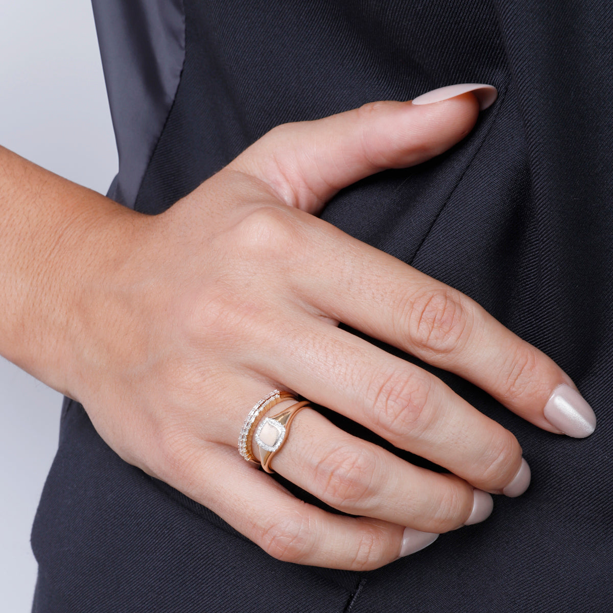 Studded Squard Signet Ring