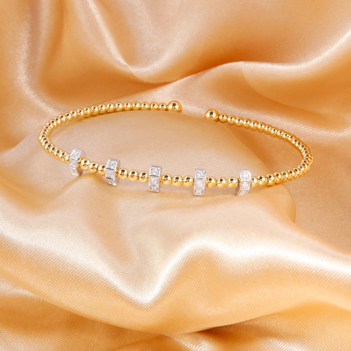 Gold Beaded Split Bangle