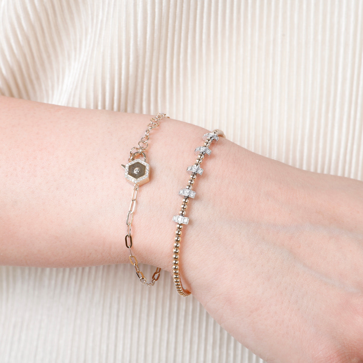 Gold Beaded Split Bangle