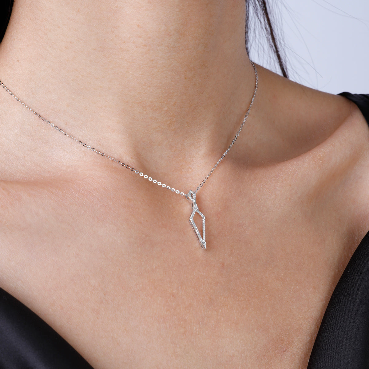 Long Open Pave Necklace