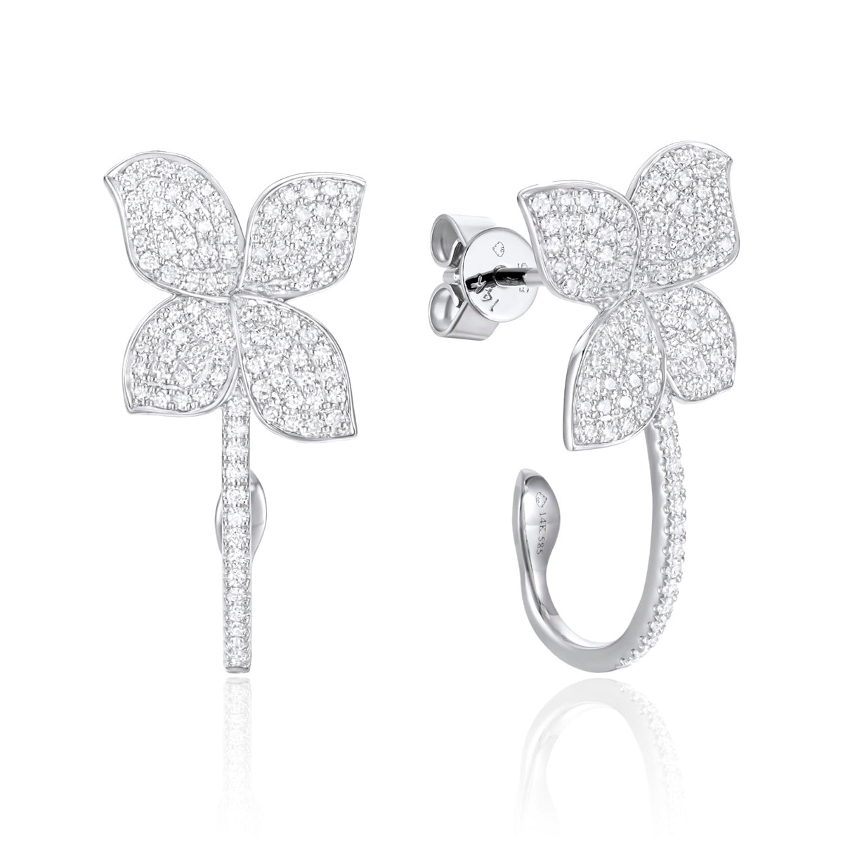 Floral Drop Diamond Earrings