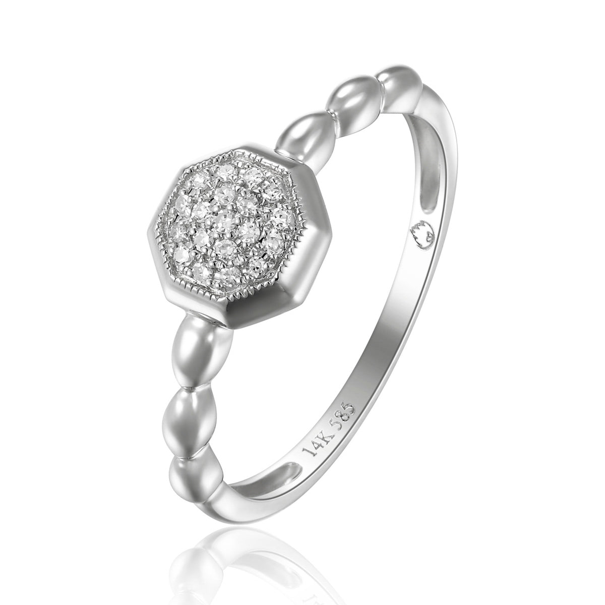 Dainty Diamond Hexagon Ring