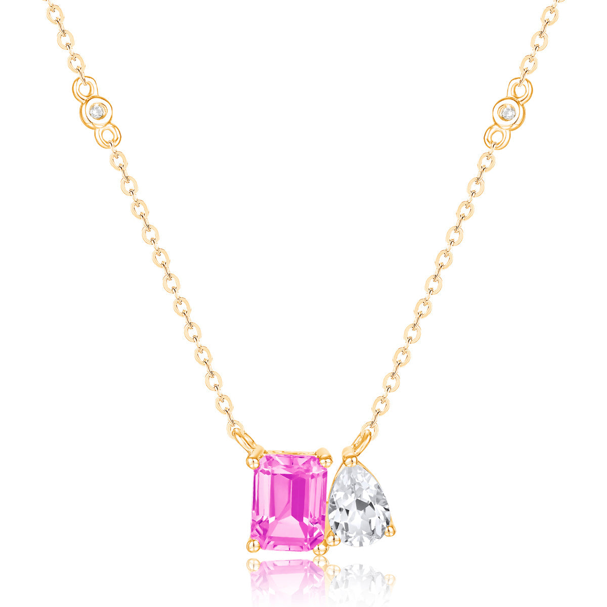 Moi et Toi Emerald Cut & Pear Shape Necklace