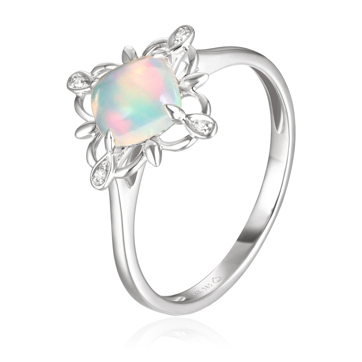 Boho Opal Flower Ring crafted of luxury with its opulent opal center and vibrant petals.