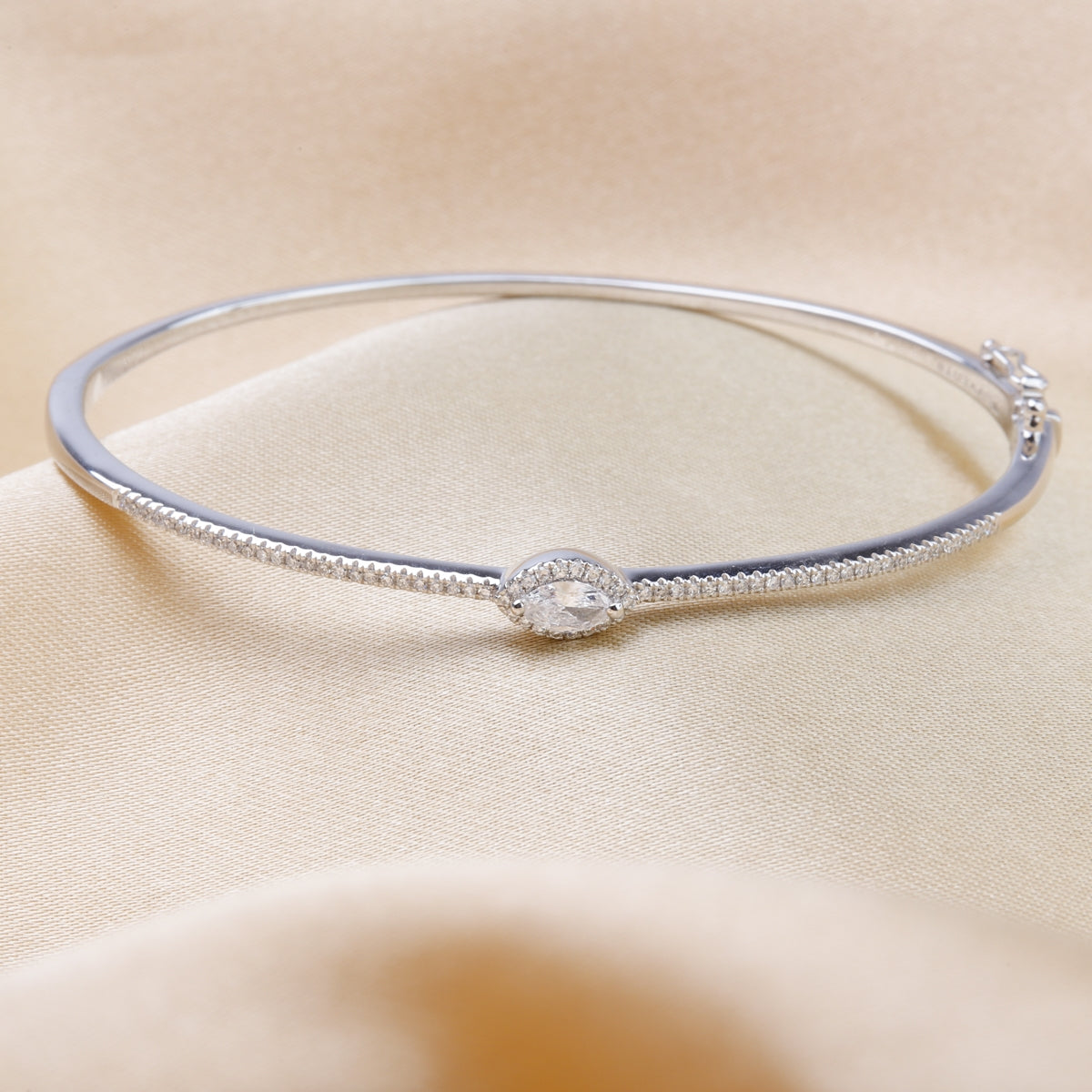 Hinged Halo Marquis Bangle