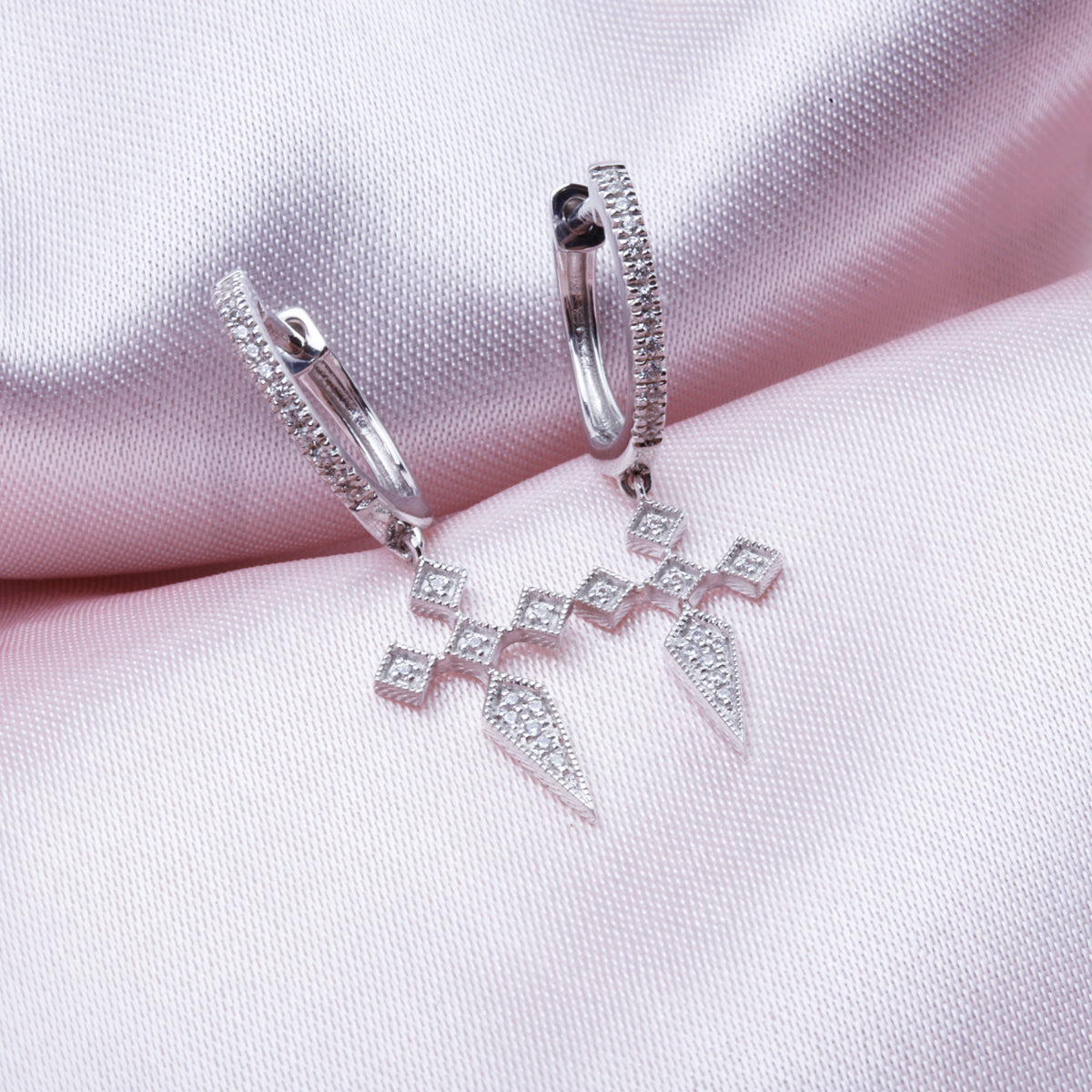 Art Deco Earrings. Crisp and Classy, adorned with diamonds. Accentuate your unique style. 