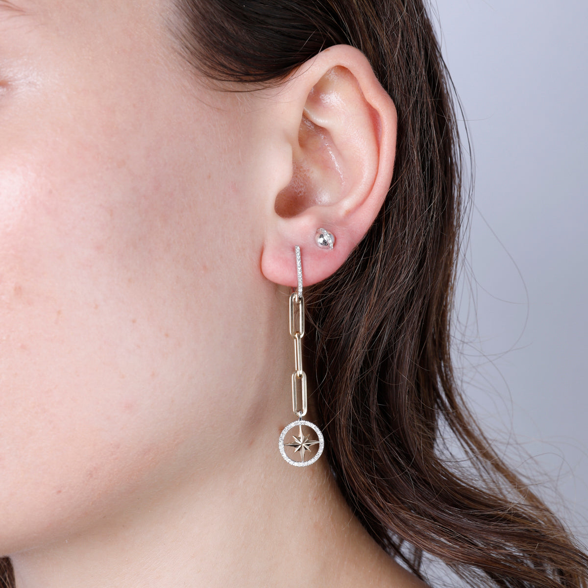 Framed Starburst Chain Drop Earrings