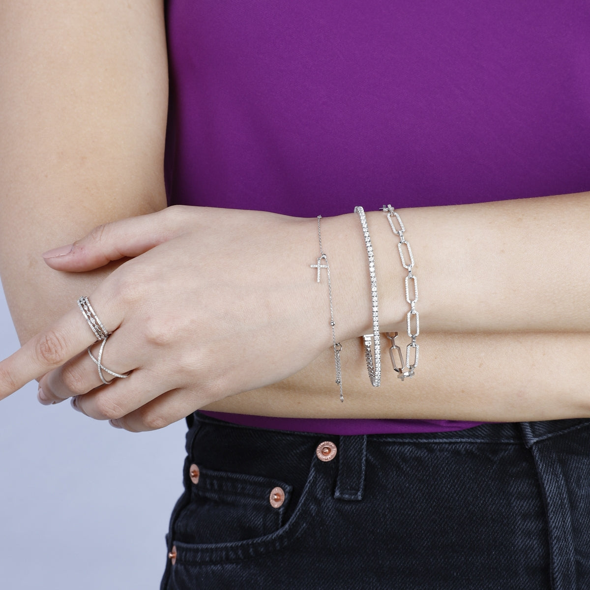 Paper Clip Diamond Bracelet