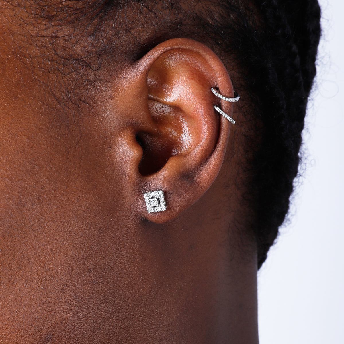 Square Open Halo Studs