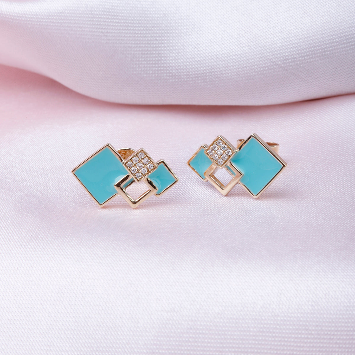 Contemporary Square Stud Earrings