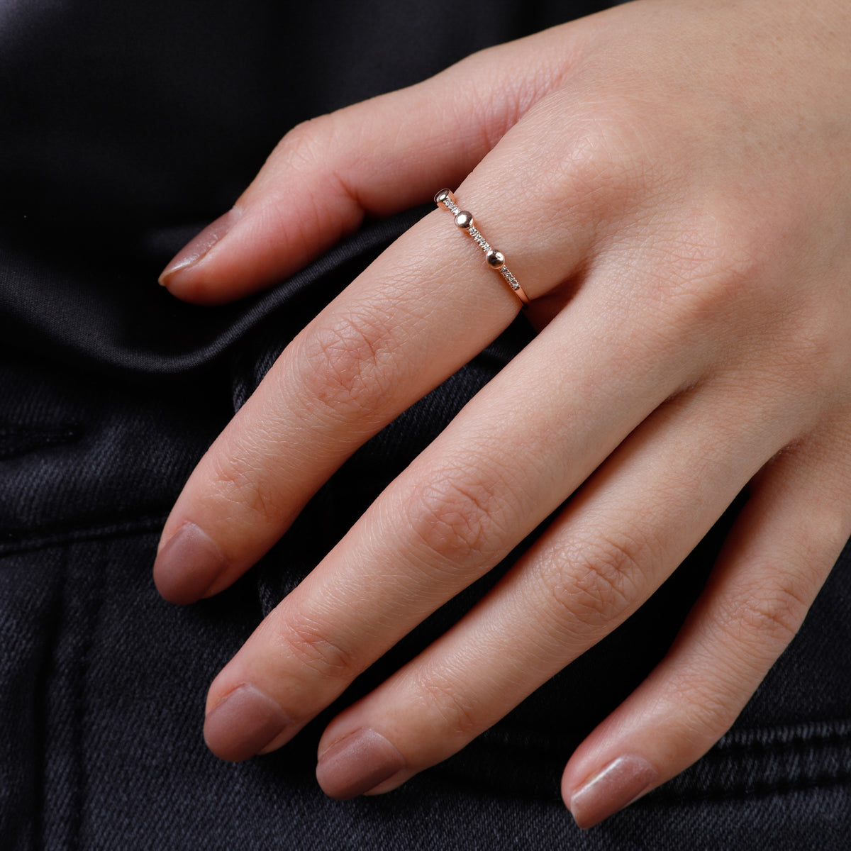 Mini Double Diamond Bar Ring