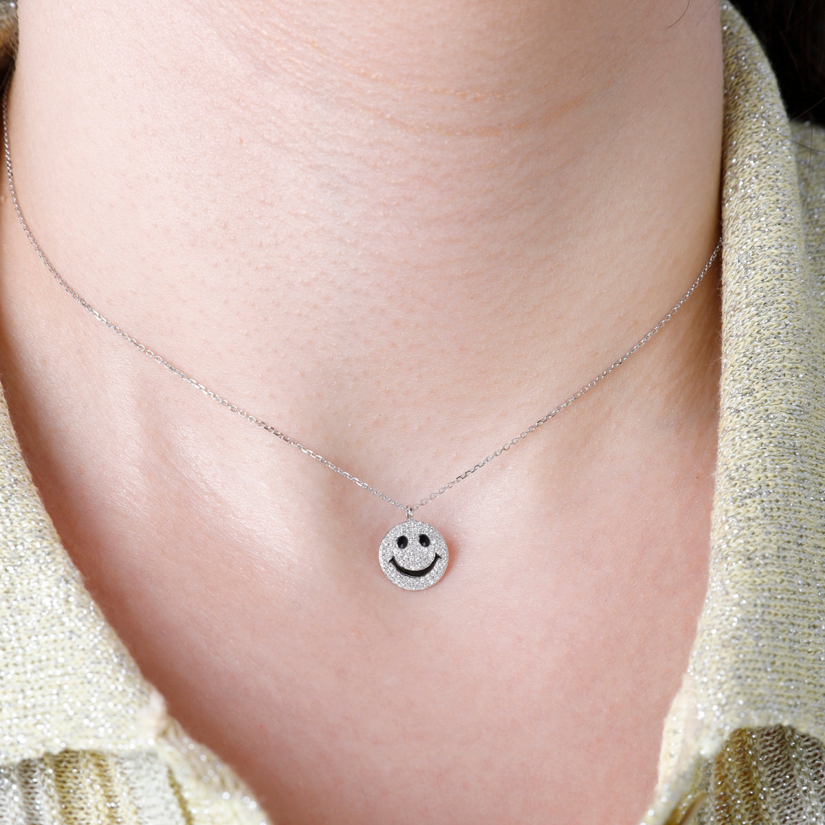 Pave Smiley Face Necklace