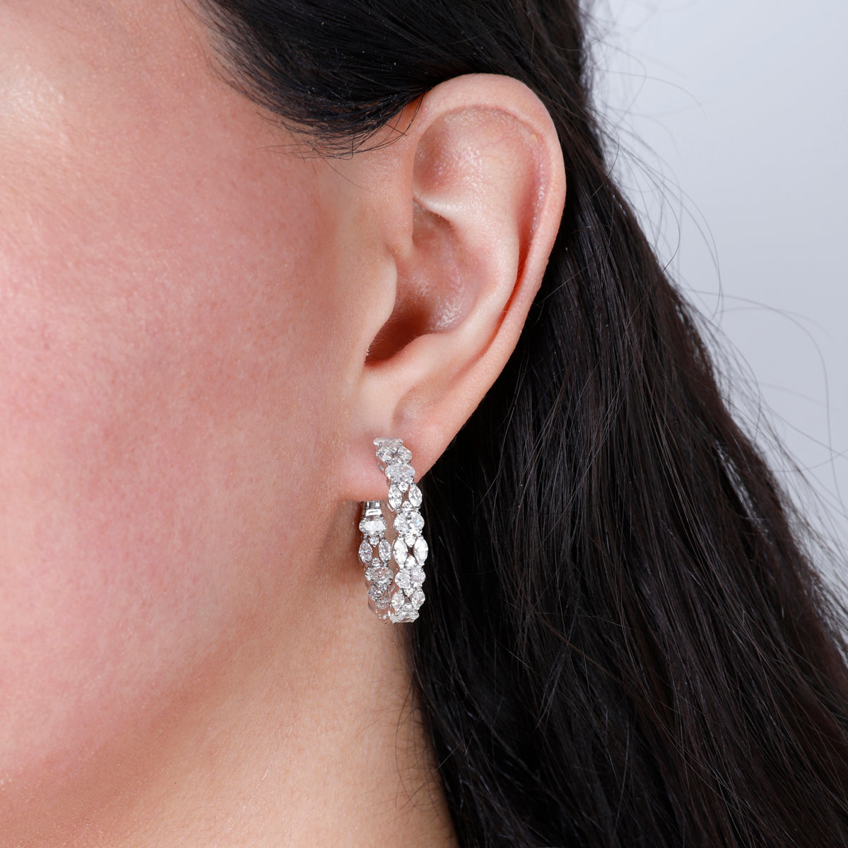 Elegant Diamond Cluster Hoops