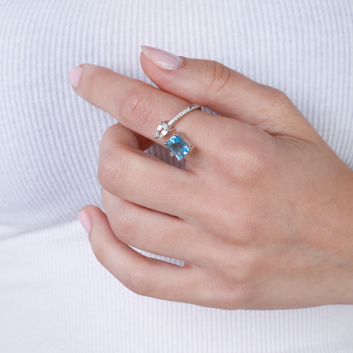 Emerald Cut & Pear Shape Mariposa Ring