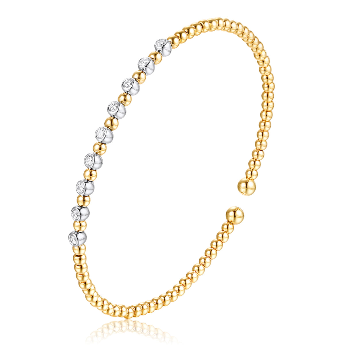 Split Beaded Diamond Bangle