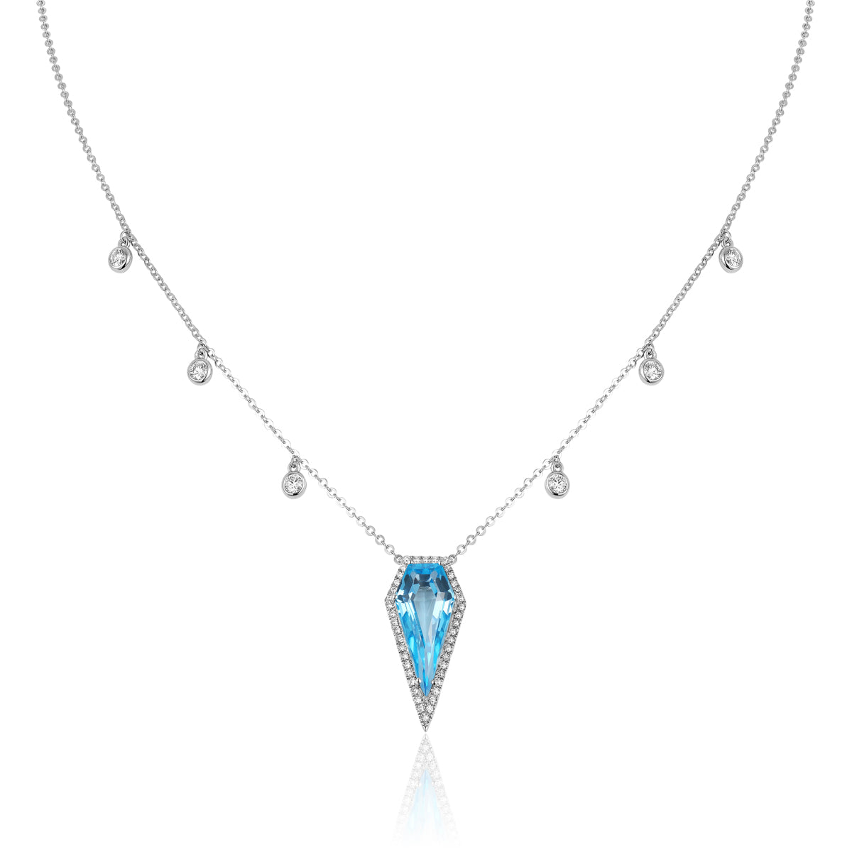 Diamond Shape Necklace with Diamond Charms