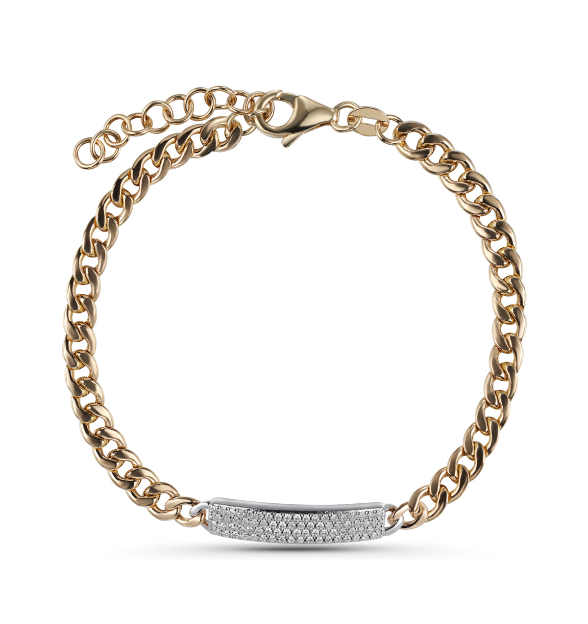 Thick Chian Diamond Tag Bracelet