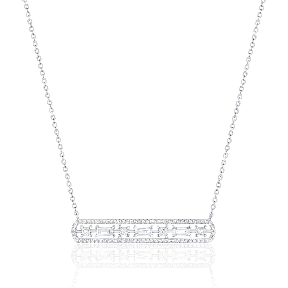 Round and Baguette Bar Necklace