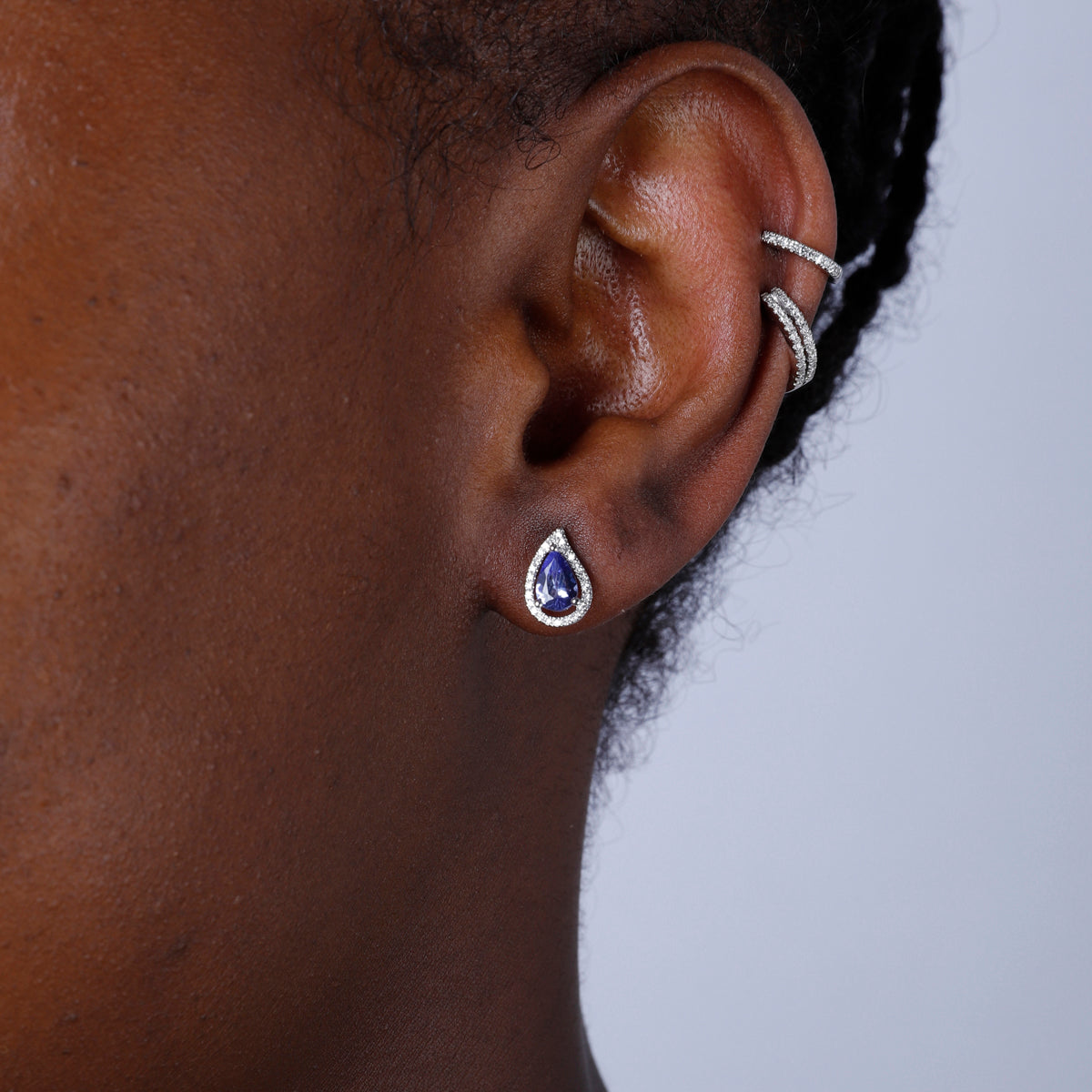 Teardrop Halo Stud Earrings