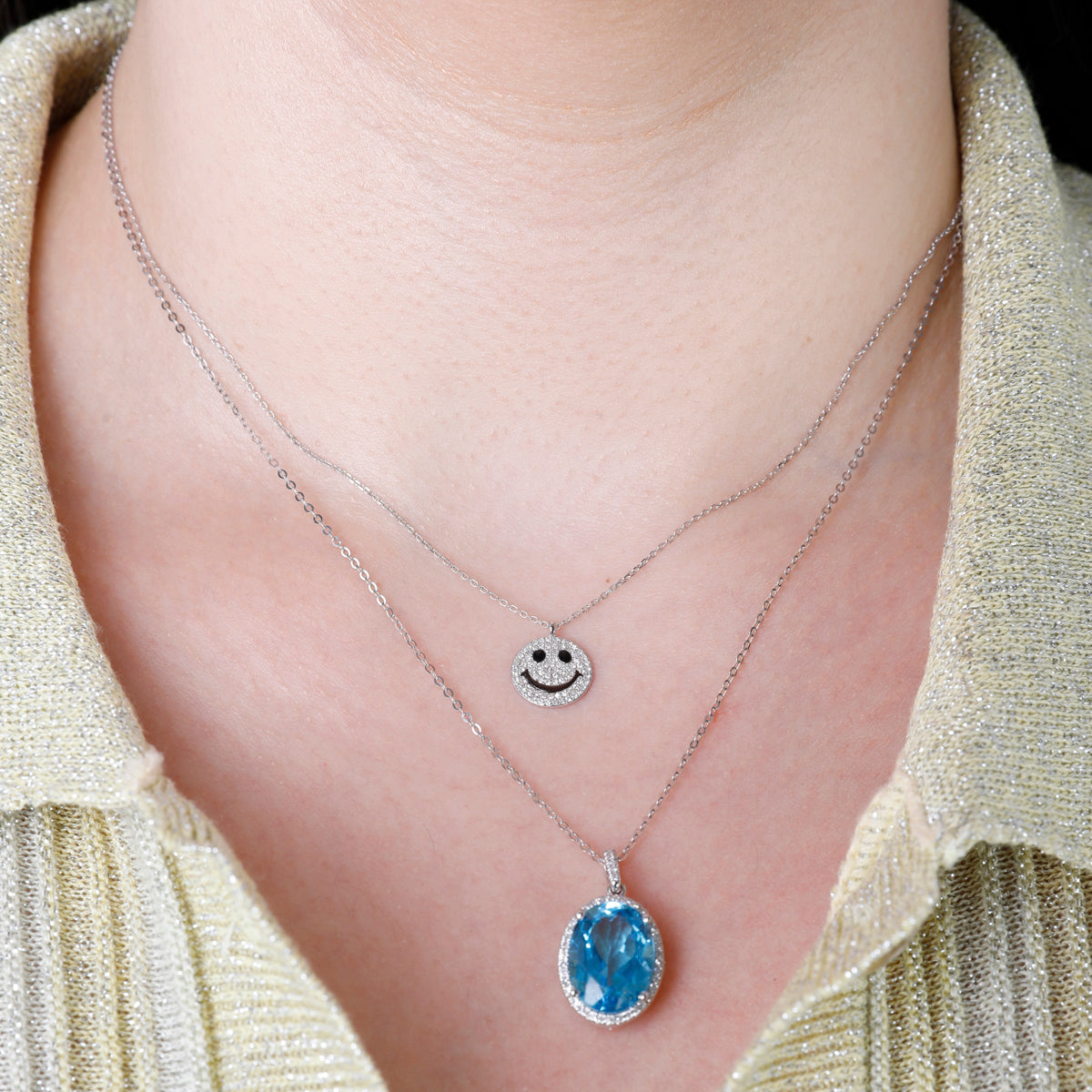 Pave Smiley Face Necklace