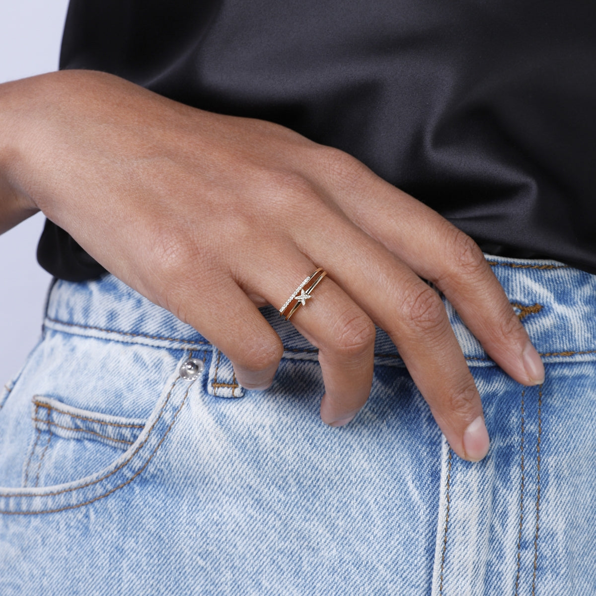 Diamond Dainty X Ring