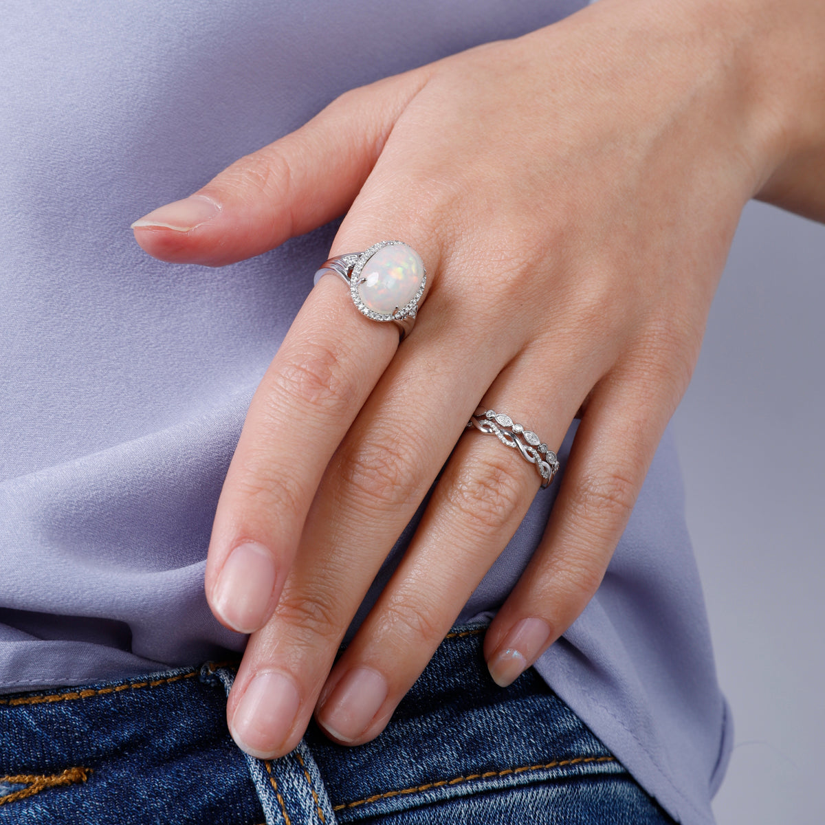 Opal Halo Ring