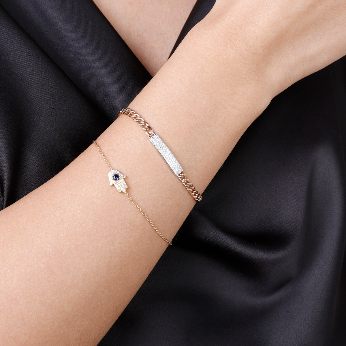 Thick Chian Diamond Tag Bracelet