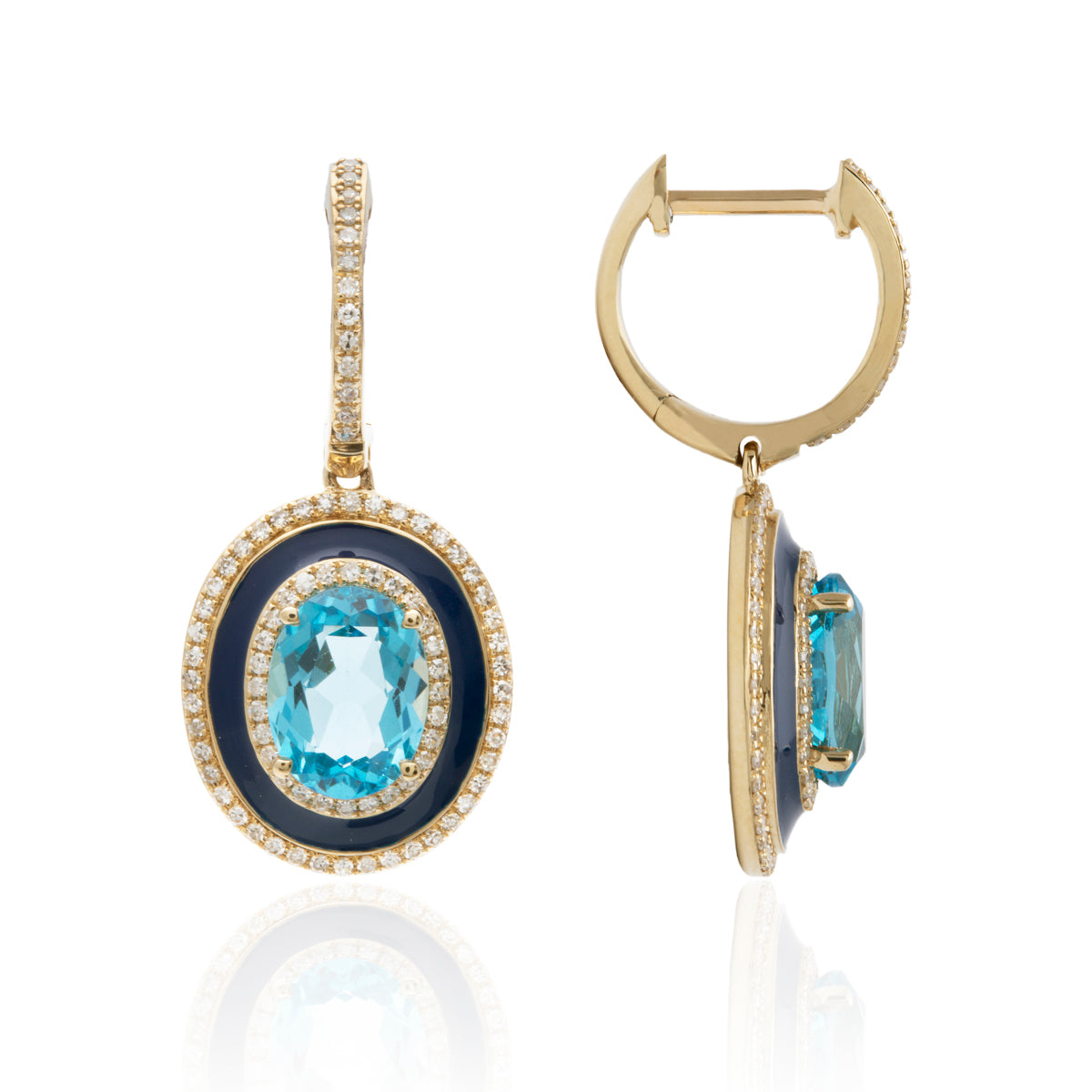 Enamel Halo Drop Earrings