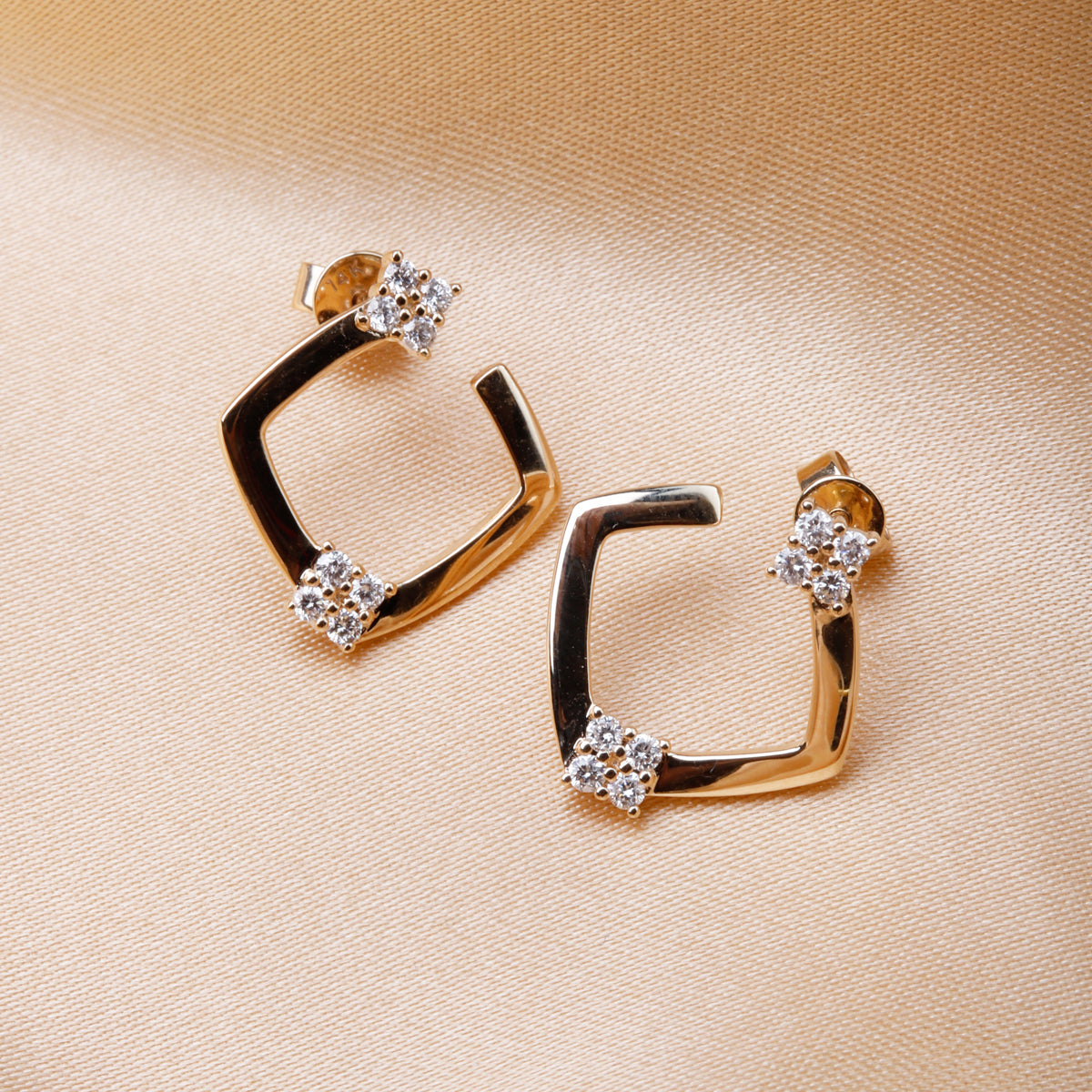 Open Square Floral Studs