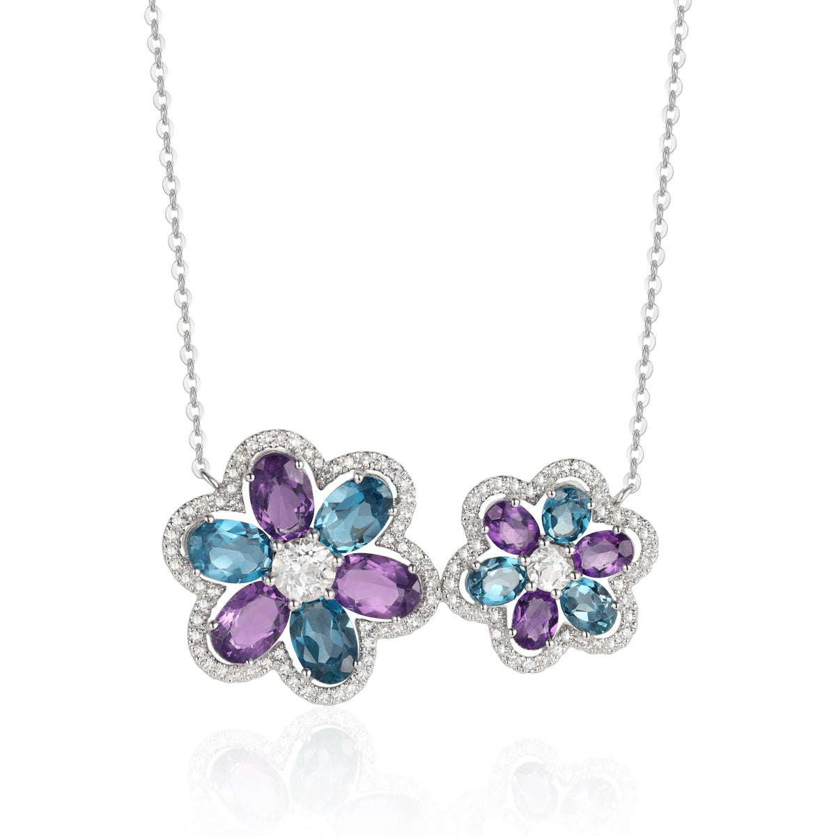 Multi-color Flowers Halo Necklace