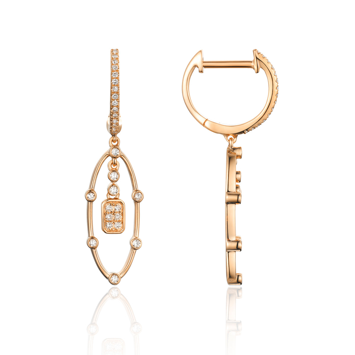 Futuristic Diamond Drop Earrings