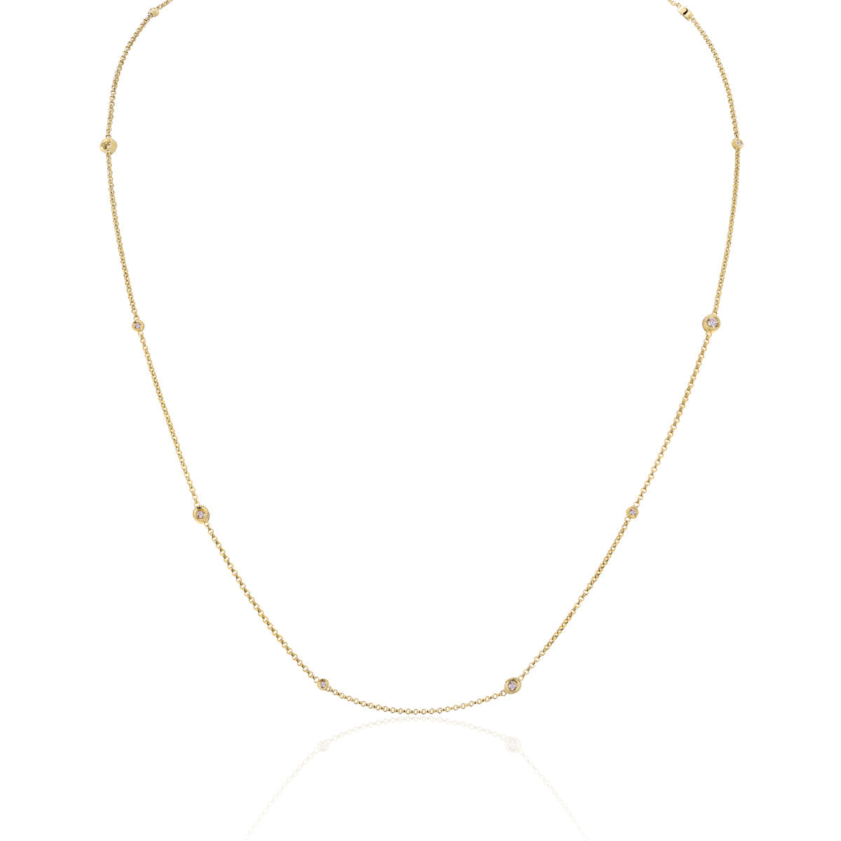 Bezel Diamond Chain Necklace, meticulously crafted a timeless piece that radiates elegance. 