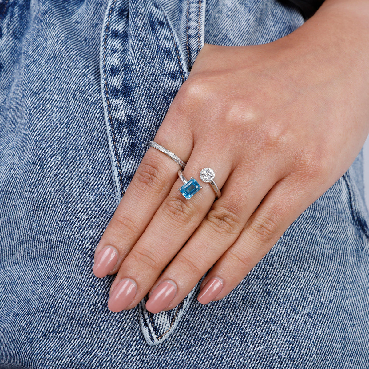 Dual Gemstone Bond-Style Ring 