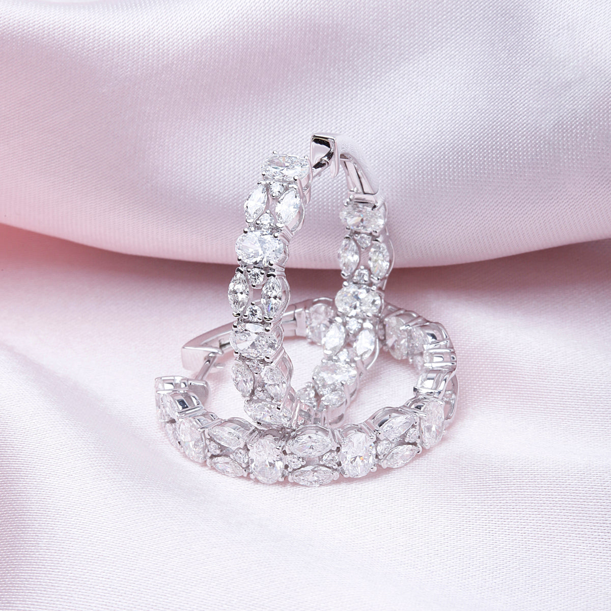 Elegant Diamond Cluster Hoops