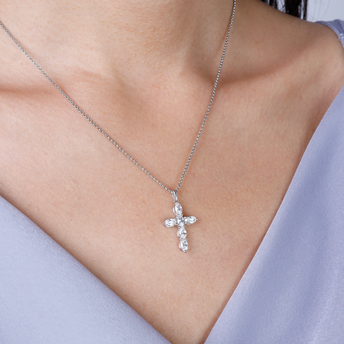 Oval Diamond Cross